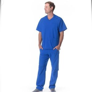NWT Mens Essential Threads Welby Antimicrobial Royal Blue Scrubs Set Size Small